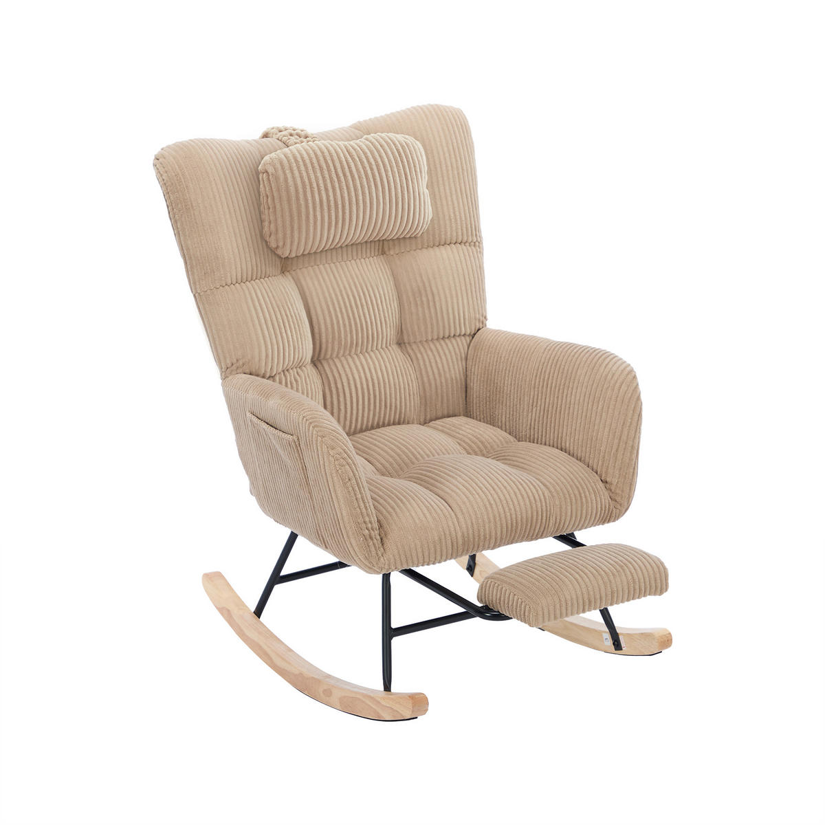 SCHAUKELSTUHL gepolstert hoher Rücken Stoff Braun Sessel - Braun, Textil (102/92/65cm) - FLIEKS