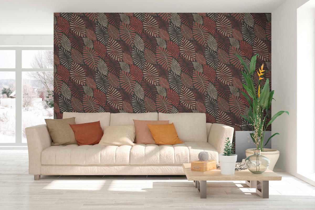 TAPETE Blätter 53 cm x 10 m - Terracotta, Papier (53/1000cm) - Sanders & Sanders