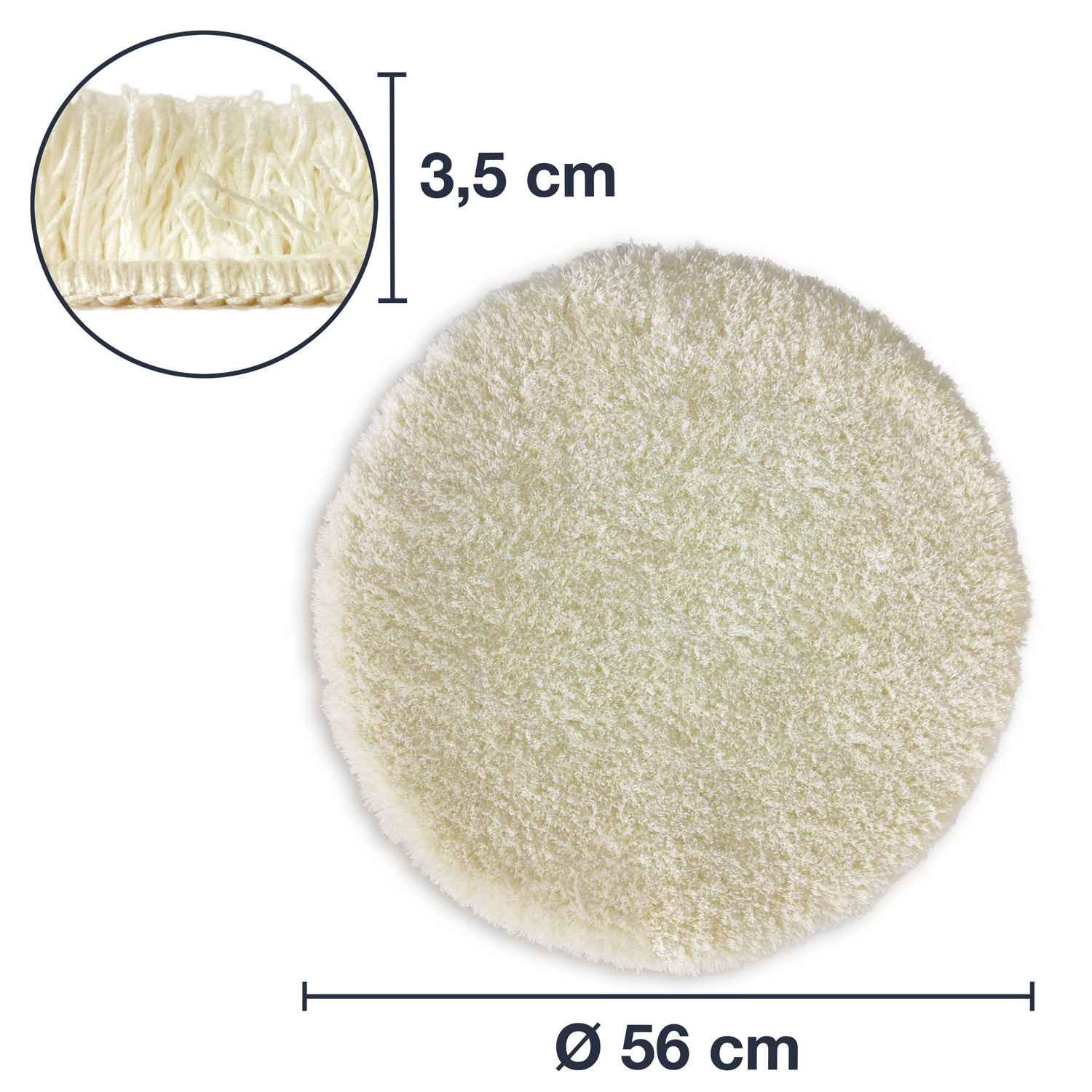 HOCHFLOR BADEMATTEN MALMÖ - Creme, Textil (56/56cm) - WohnDirect