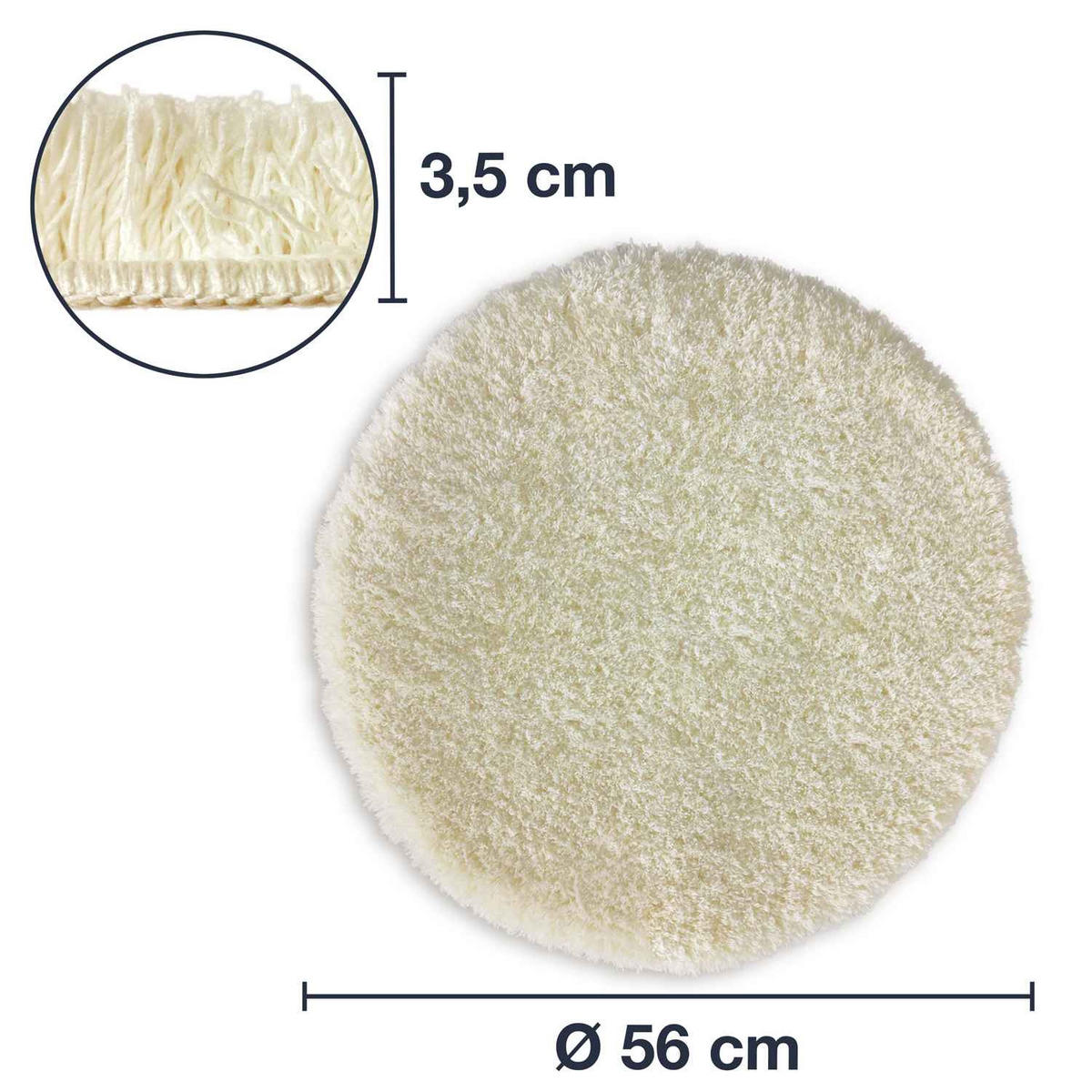 HOCHFLOR BADEMATTEN MALMÖ - Creme, Textil (56/56cm) - WohnDirect