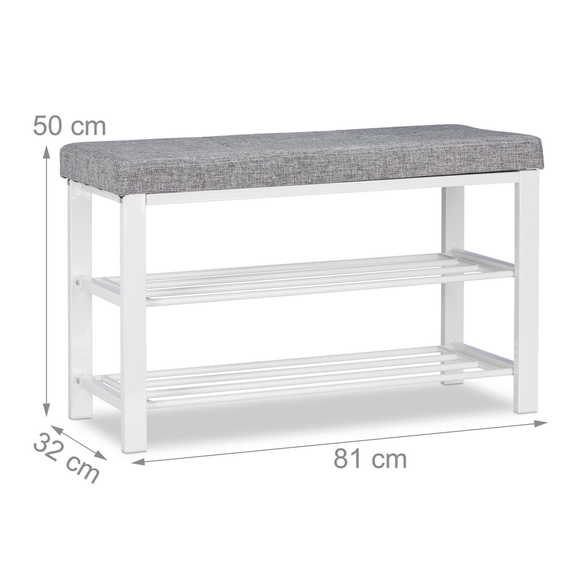 SCHUHBANK - Hellgrau, Holzwerkstoff/Textil (81/50/32cm) - Relaxdays