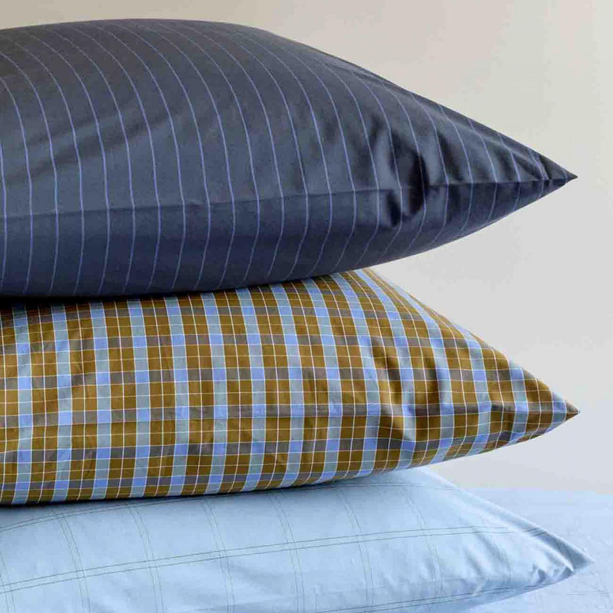 KISSENBEZUG Line blau 50 x 70 cm - Blau, Textil (70/50cm)