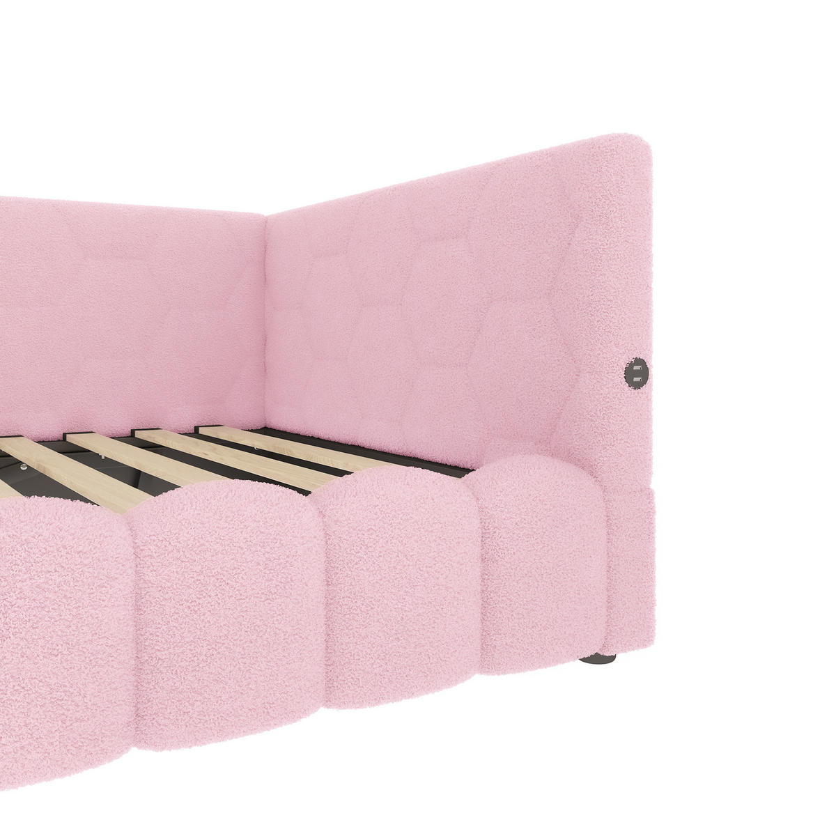 POLSTERBETT aus Vliesimitat 90x200 cm in Rosa mit LED & USB-/Typ-C-Anschluss - Rosa, Textil (90/200cm) - Modfu