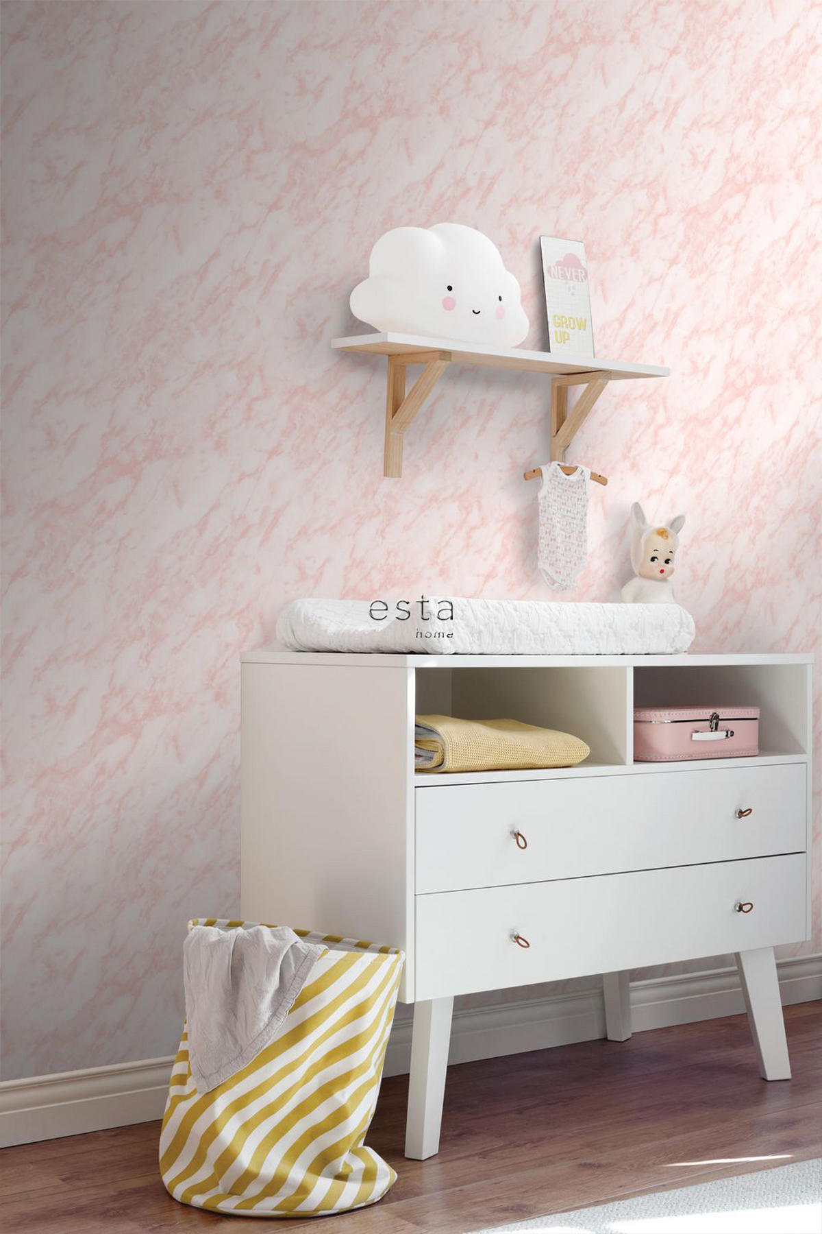 TAPETE Marmor-Optik 53 cm x 10.05 m - Pink, Papier (53/1000cm) - ESTAhome