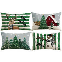 KISSENBEZUG 4er Set 40 x 60 cm Weihnachten Schneemann Elch - Multicolor, Textil (40/60cm)
