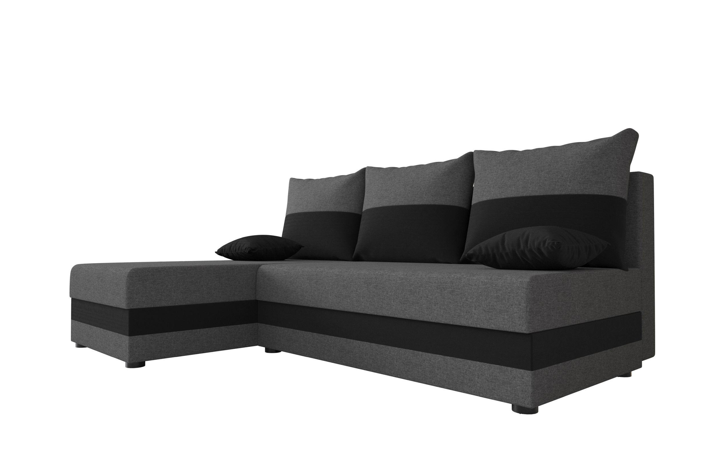 ECKSOFA HEWLET L Sawana 05+14 Links mit Schlaffunktion - Dunkelgrau, Textil (200/140cm) - Bedante