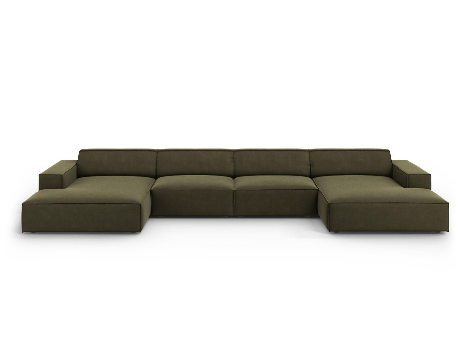 PANORAMASOFA Jodie aus Samt grün 6 Sitzplätze - Grün, Textil (166/70/364cm) - Micadoni