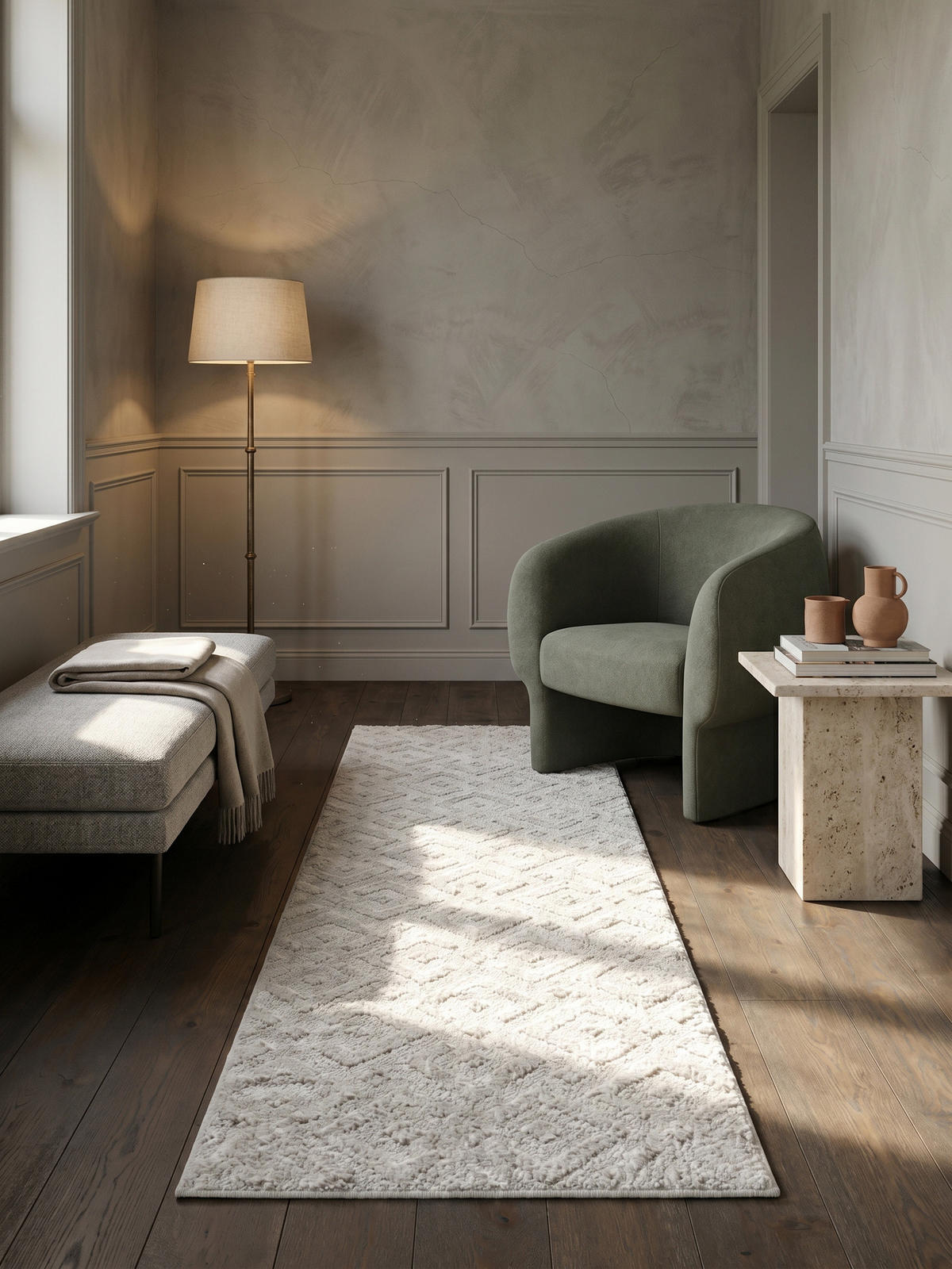 TEPPICH Hochflor EISACK in Creme, geometrisch, 80 x 250 cm - Beige, Textil (80/250cm) - KADIMA DESIGN