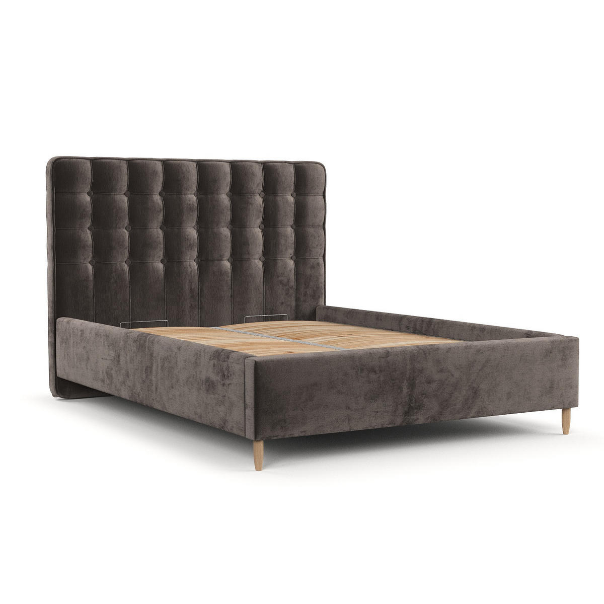 POLSTERBETT Paloma 140/200 cm Braun im Lotta Stoff - Naturfarben/Braun, Holz/Holzwerkstoff (140/200cm) - AltaBeds