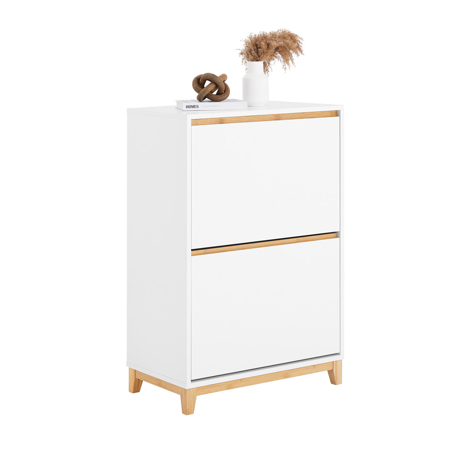 SCHUHSCHRANK Weiß-Natur - Weiß/Naturfarben, Holz/Holzwerkstoff (60/91/34cm) - SoBuy
