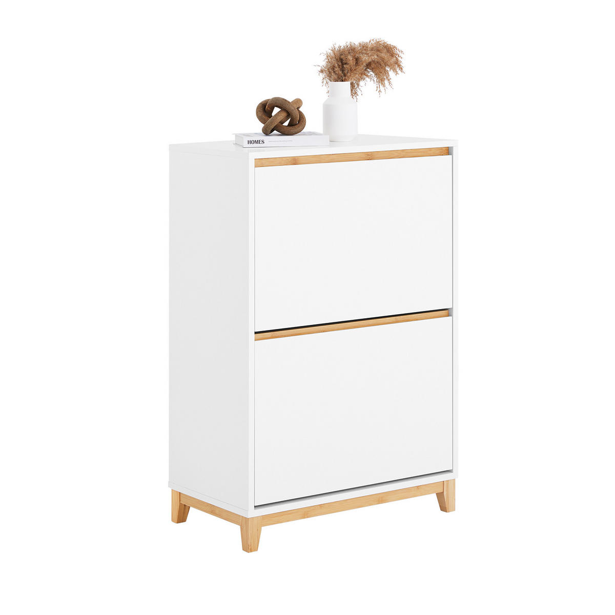 SCHUHSCHRANK Weiß-Natur - Weiß/Naturfarben, Holz/Holzwerkstoff (60/91/34cm) - SoBuy