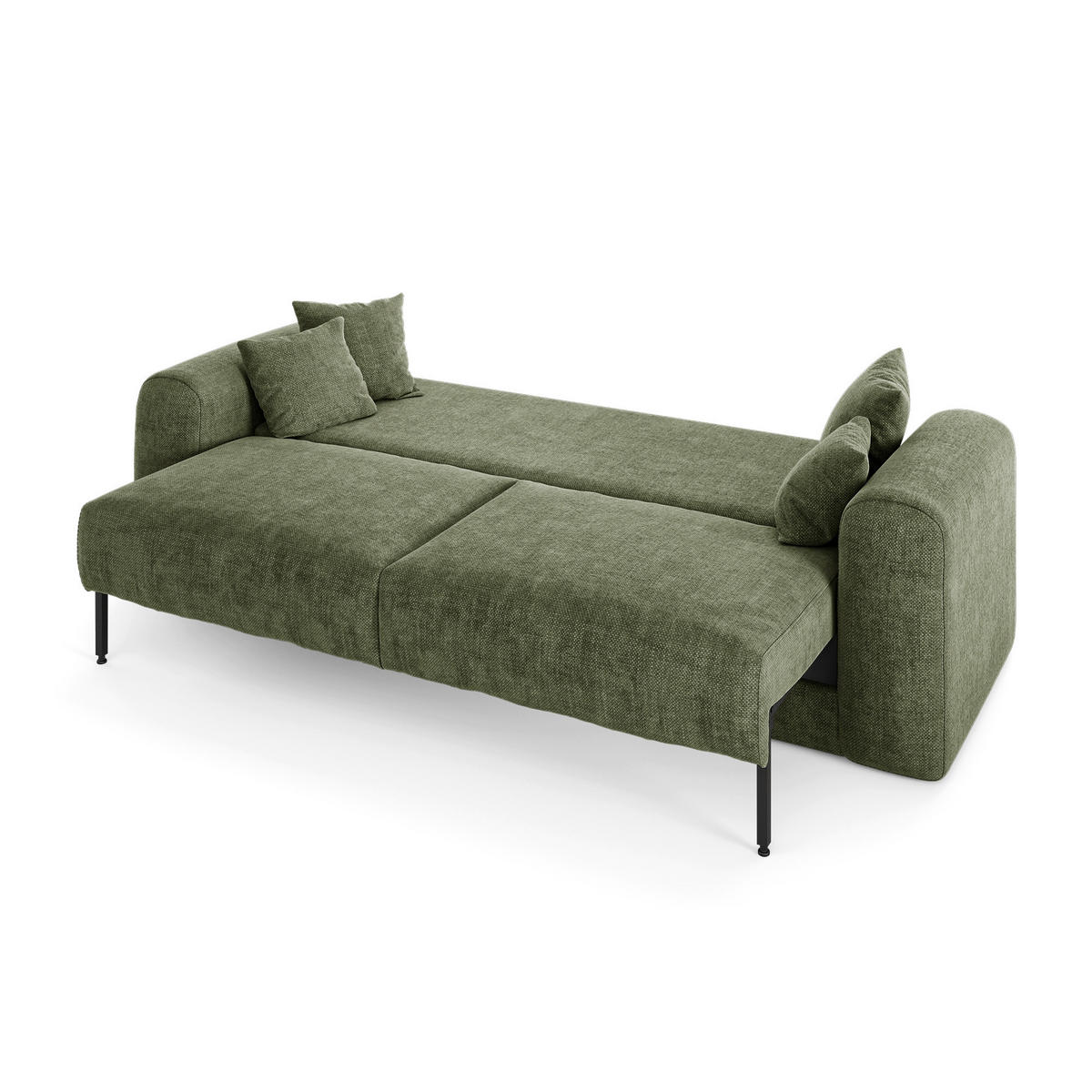 SCHLAFSOFA mit Stauraum in Nussbaum RIO Köpergewebe Vintage-Grün 250cm - Dunkelgrün/Grün, Textil (250/90/95cm) - Sia Home