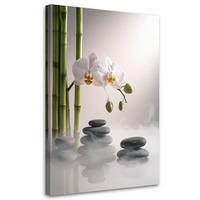BILDER, Orchideenblumensteine Bambus Zen Spa - Weiß, Textil (70/100cm) - Feeby