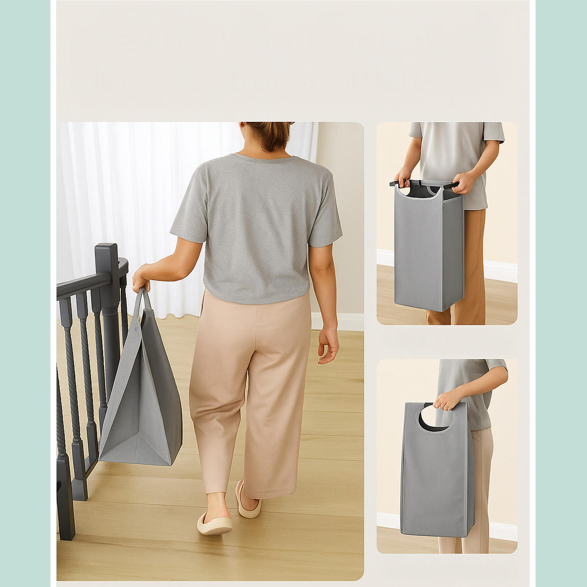 WÄSCHESAMMLER - Multicolor, Holzwerkstoff/Textil (92.5/72/33cm) - Relaxdays