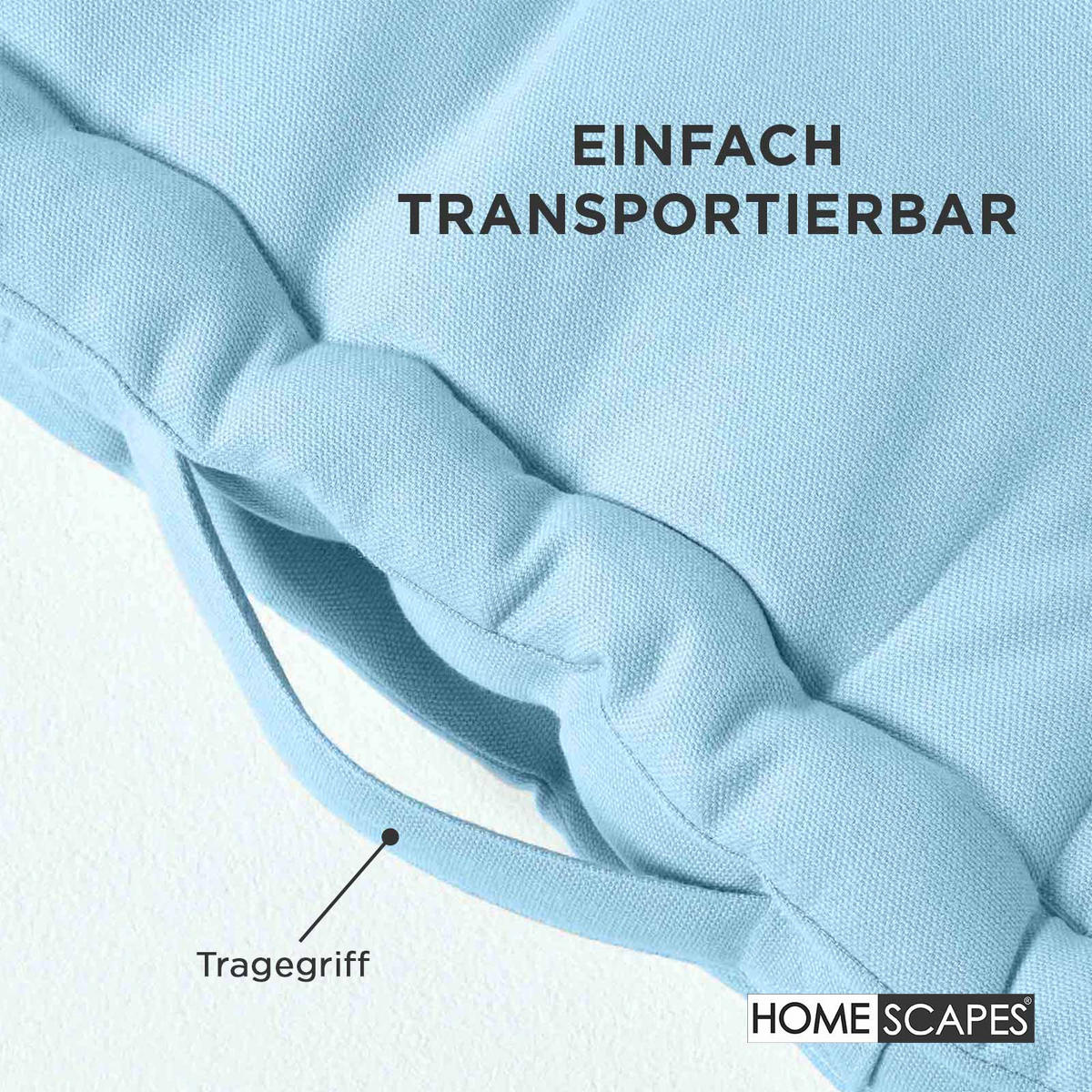 SITZKISSEN hellblau 40/40/8 cm – Bodenkissen unifarben - Hellblau, Textil (40/40/8cm) - Homescapes