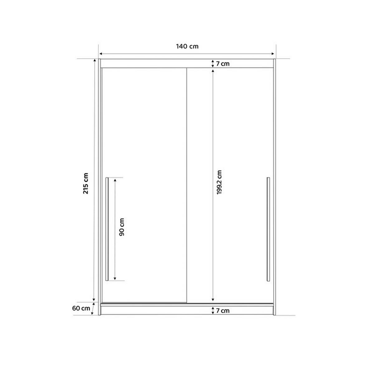 SCHWEBETÜRENSCHRANK SILENTE 140/60/215 cm, 2-türig, Cremona-Eiche - Eichefarben, Holzwerkstoff (140/215/60cm) - Idohome