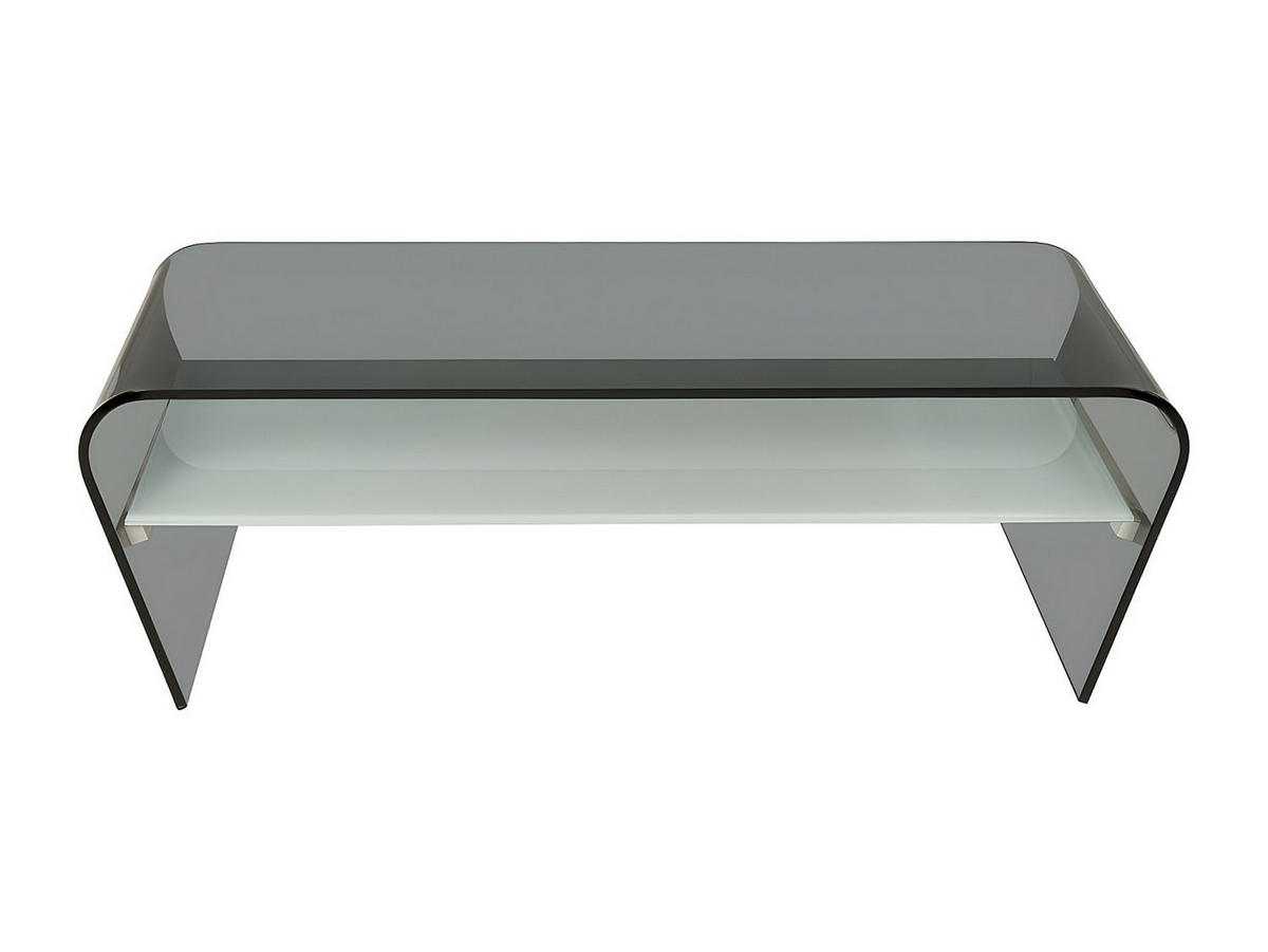 COUCHTISCH mit Ablage - Glas Design - Schwarz-Weiß - KELLY - Schwarz, Glas (120/60/37cm) - Vente-Unique