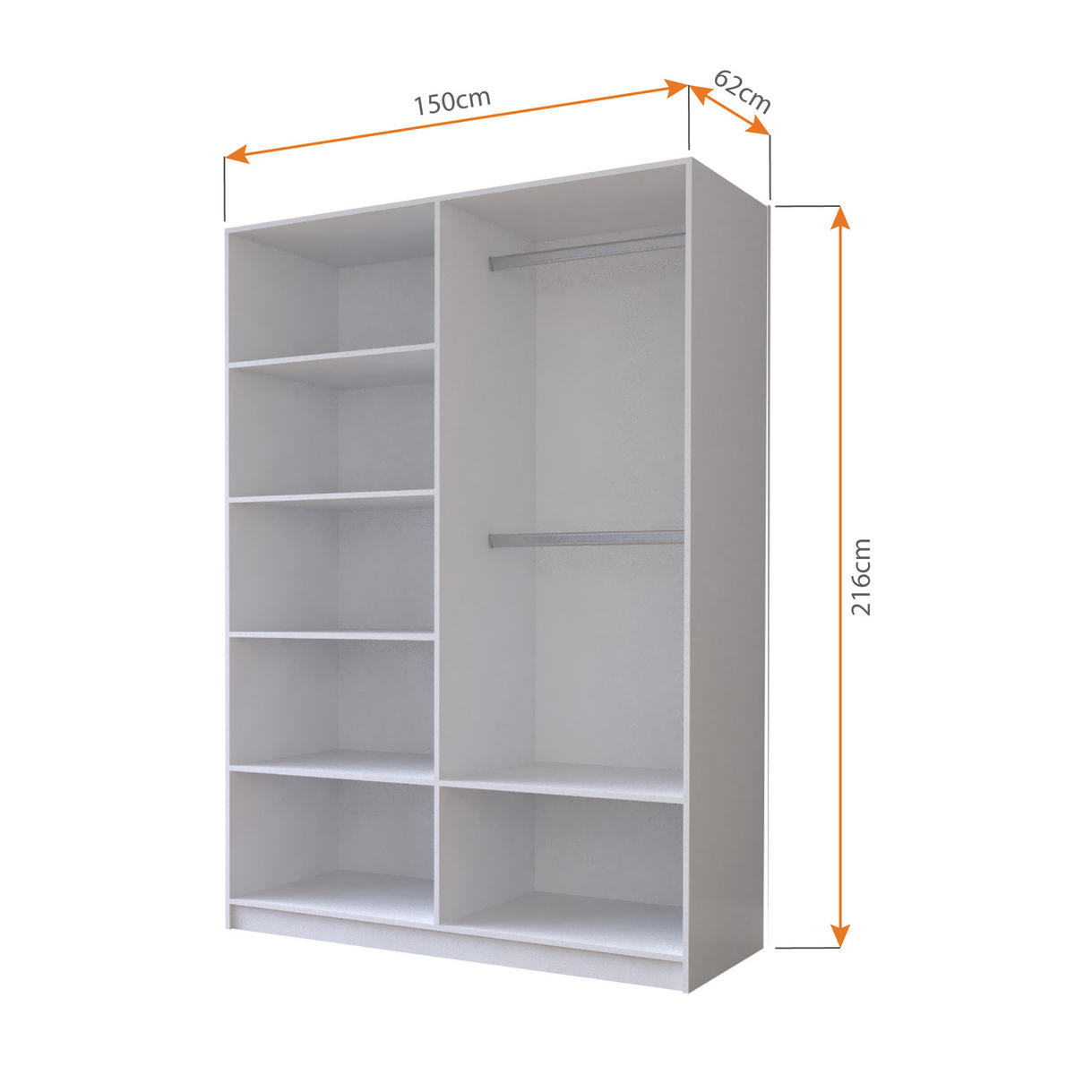 SKŘÍŇ s otočnými dveřmi Milan 150 cm 150/215/64 cm, 2dveřová, černý - černá, kompozitní dřevo (150/215/64cm) - imoebel24