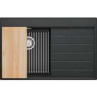 SPÜLBECKEN Sydney, 2-er set Anthrazit 78/50 cm 1 Becken + Ablauf-Set + Küchenzubehörset ab 45er Unterschrank - Chromfarben/Anthrazit, Kunststoff (78/20/50cm) - Primagran