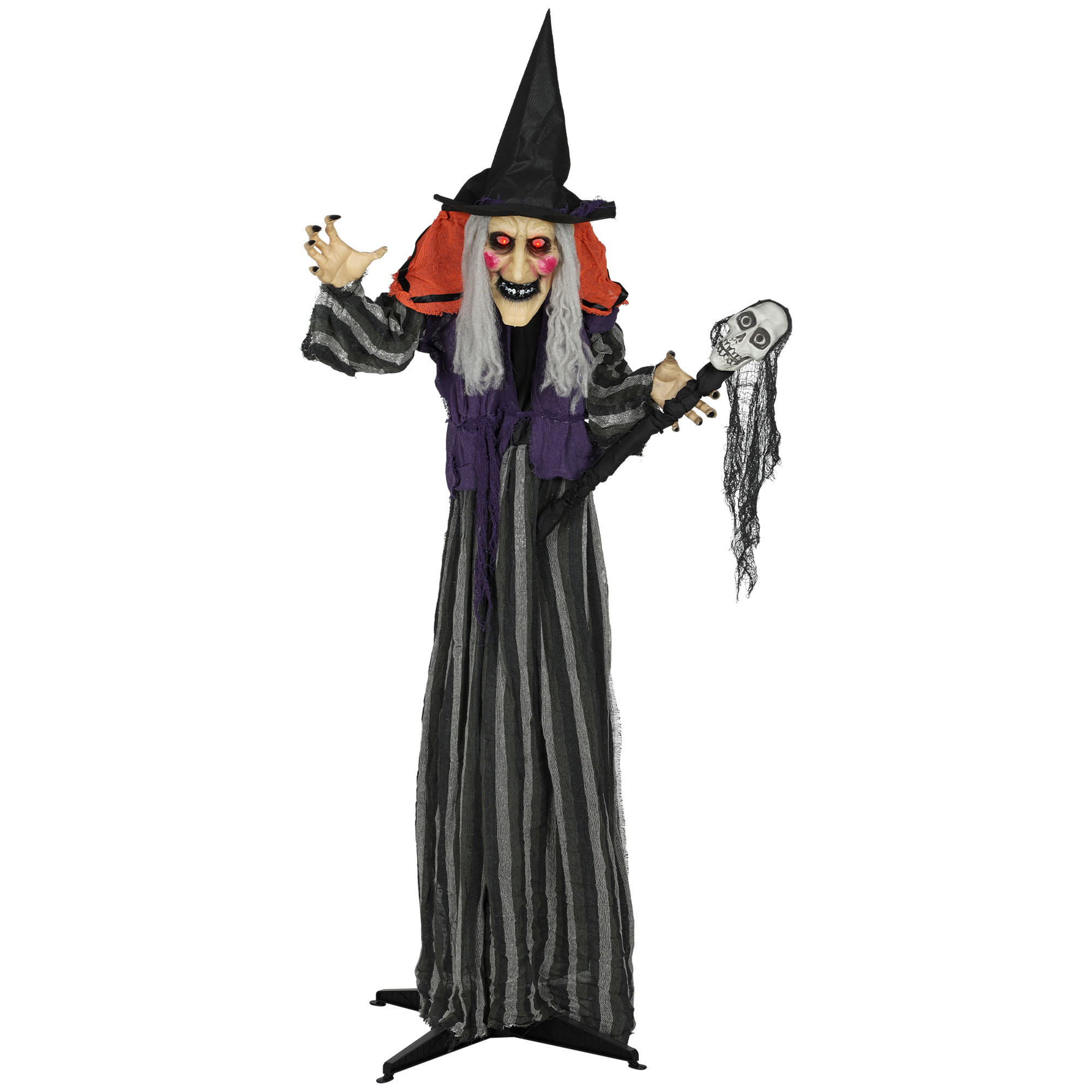 HALLOWEEN-DEKORATION Hexe 160 cm mit LED-Lichter Soundfunktion - Orange, Textil (20/160/70cm) - Outsunny