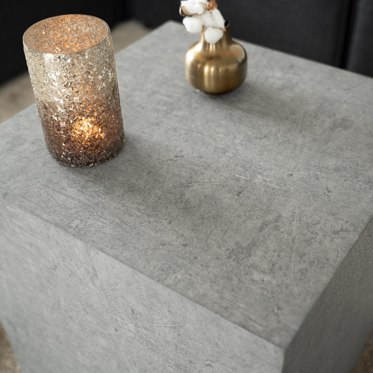 COUCHTISCH AMIRI M - Grau, 50 x 50 x 50 cm - Grau, Holzwerkstoff/Textil (50/50/50cm) - Home Deluxe