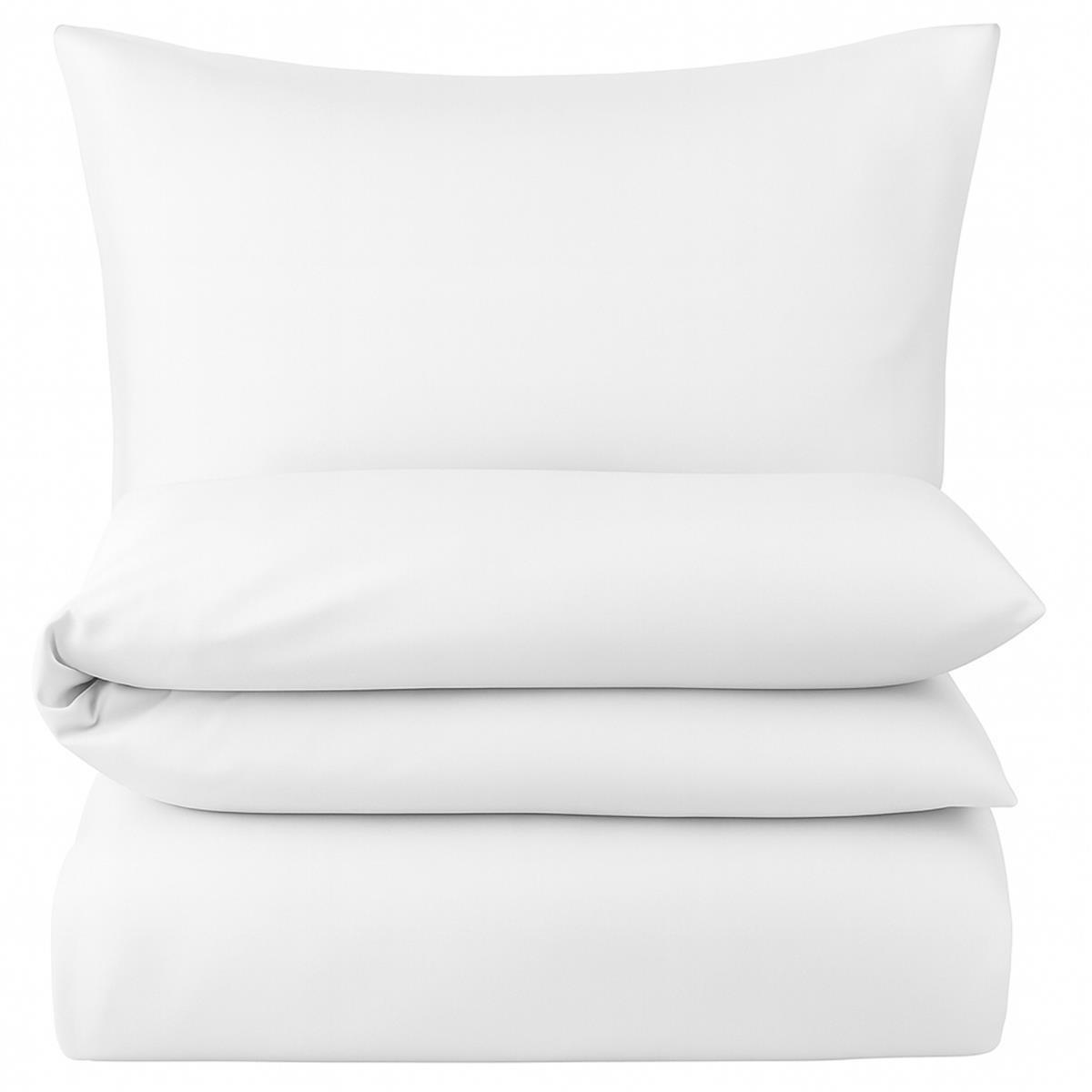 MAKO-SATIN-BETTWÄSCHE 155x240 cm aus 100% Baumwolle mit Reißverschluss, Uni Bettbezug 155 x 240 - Weiß - Weiß, Textil (155/240cm) - Carpe Sonno