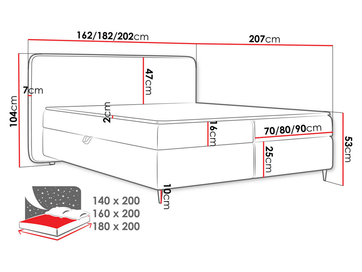 BOXBETT Boho II - Schwarz/Naturfarben, Holz/Holzwerkstoff (140/200cm) - MIRJAN24