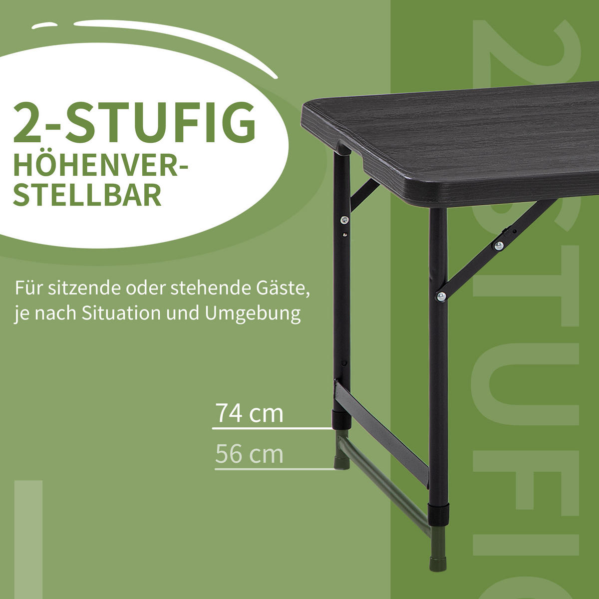 GARTENTISCH Dunkelgrau 118.0/60.0/74.0cm - Dunkelgrau, Metall (118/60/74cm)