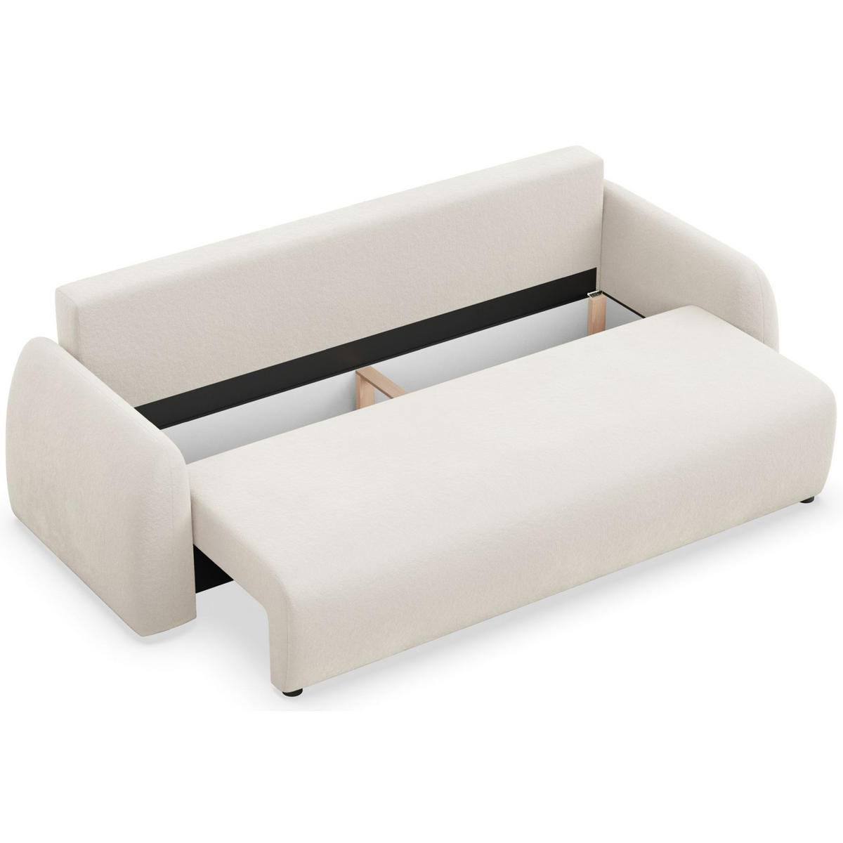 3-SITZER SOFA Nubelle Creme Chenille-Bezug - Creme/Schwarz, Kunststoff/Textil (244/85/93cm) - Selsey
