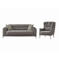 SITZGARNITUR Arica, Grau Stellvariante 2+1 - Grau, Holzwerkstoff/Kunststoff (180/80/95cm)