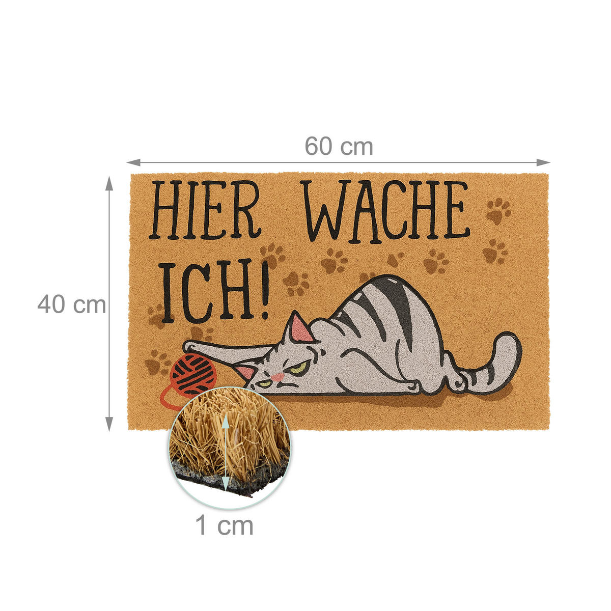 ROHOŽ - světle hnědá, textil/plast (60/40cm) - Relaxdays