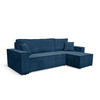 ECKSOFA Hugo L in L-Form mit Schlaffunktion und Bettkasten, Farbe: Blau, Cordstoff, Ottomane Unsiversal - Blau, Textil (244/145cm) - VENASI MÖBEL