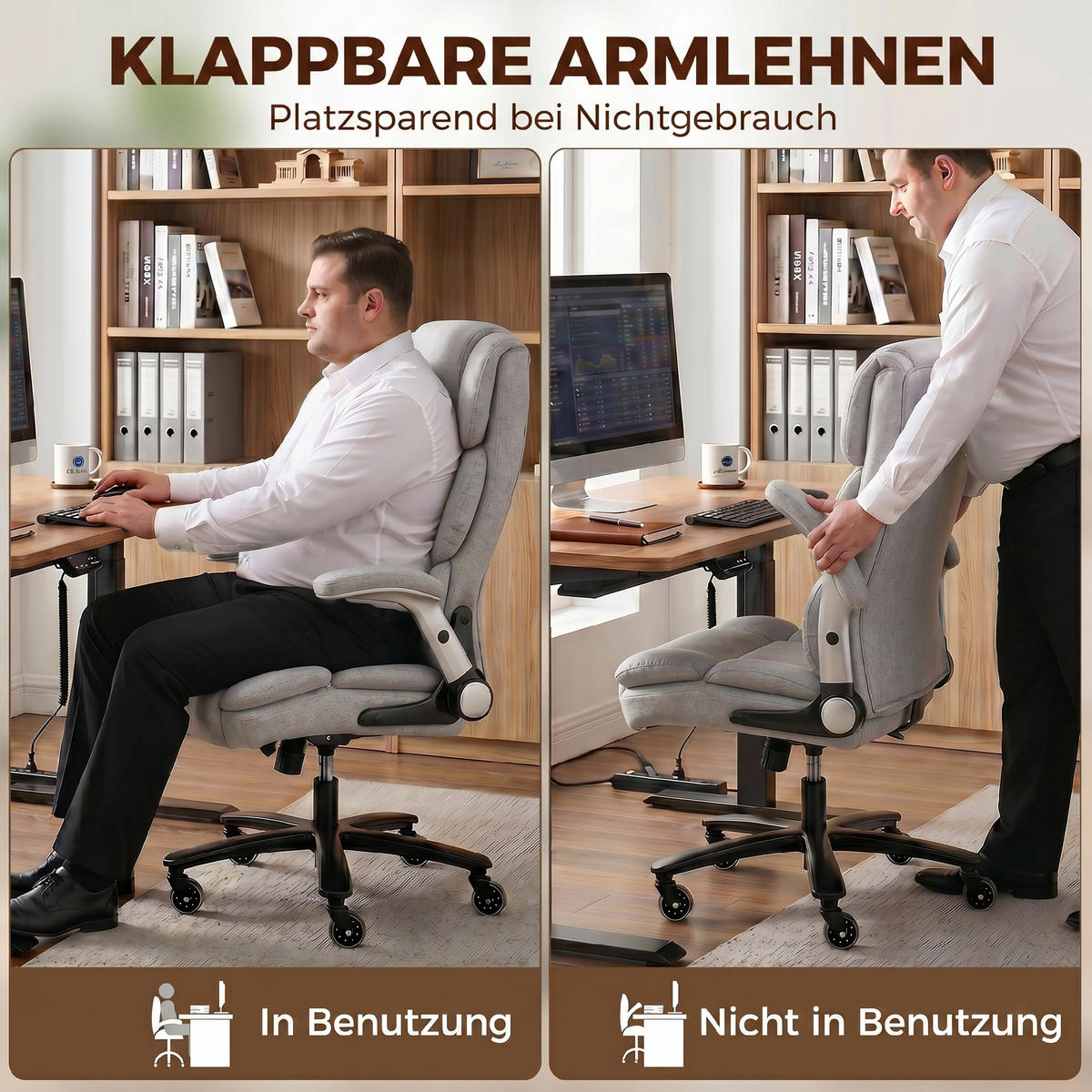 BÜROSTUHL Hellgrau Schneeflanell (70% Baumwolle, 30% Polyester) 82xx70x122 xm - Hellgrau, Kunststoff (70/122/82cm) - DESIGN IN