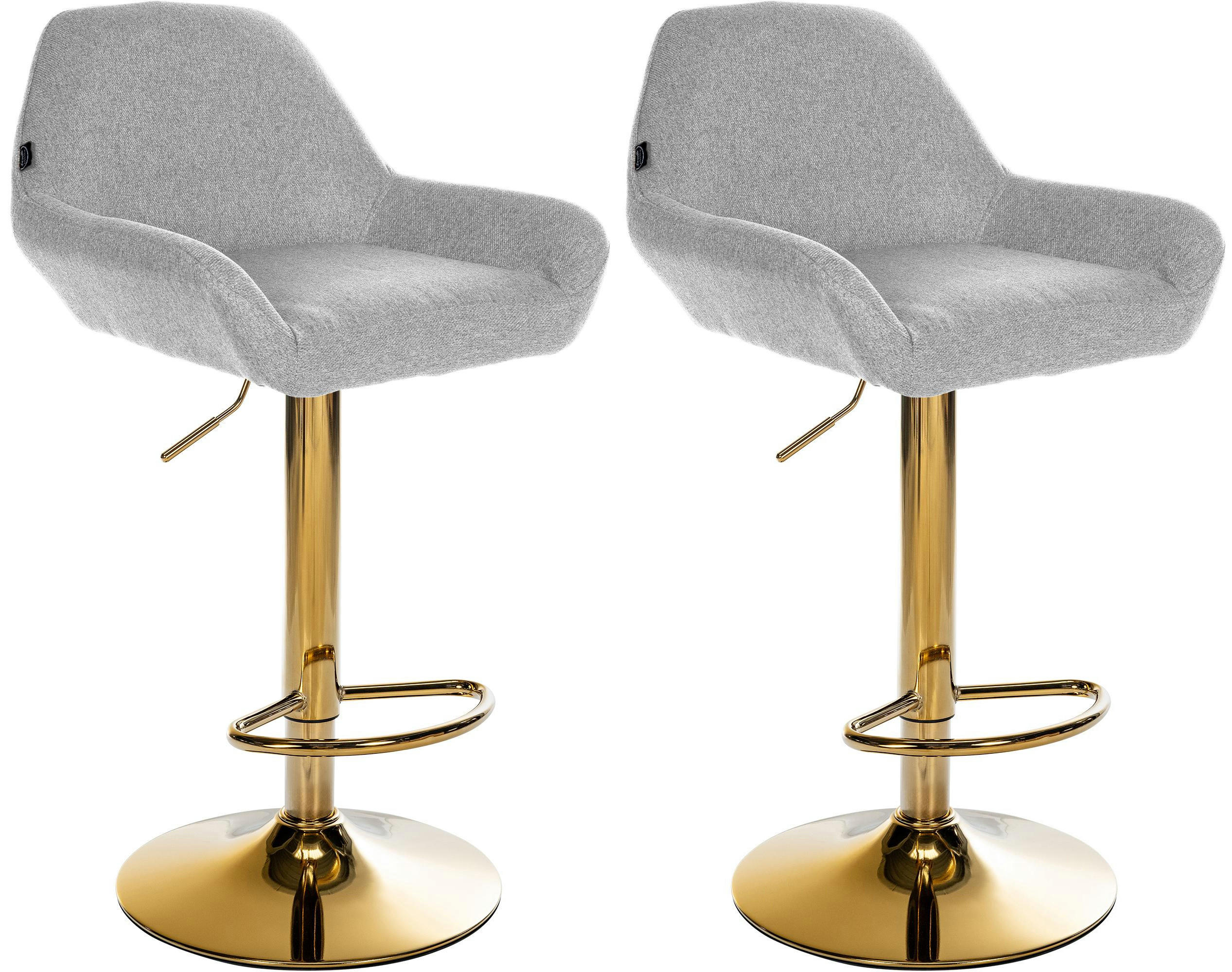 BARHOCKER 2er Set Stoff grau - Goldfarben/Grau, Textil/Metall (51/89/52cm) - CLP