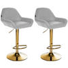 BARHOCKER 2er Set Stoff grau - Goldfarben/Grau, Textil/Metall (51/89/52cm) - CLP