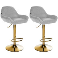 BARHOCKER 2er Set Stoff grau - Goldfarben/Grau, Textil/Metall (51/89/52cm) - CLP