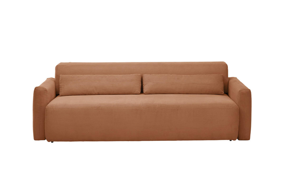 SCHLAFSOFA NEO Braun Cord - Dunkelbraun/Schwarz, Kunststoff/Textil (233/75/108cm) - KAWOLA