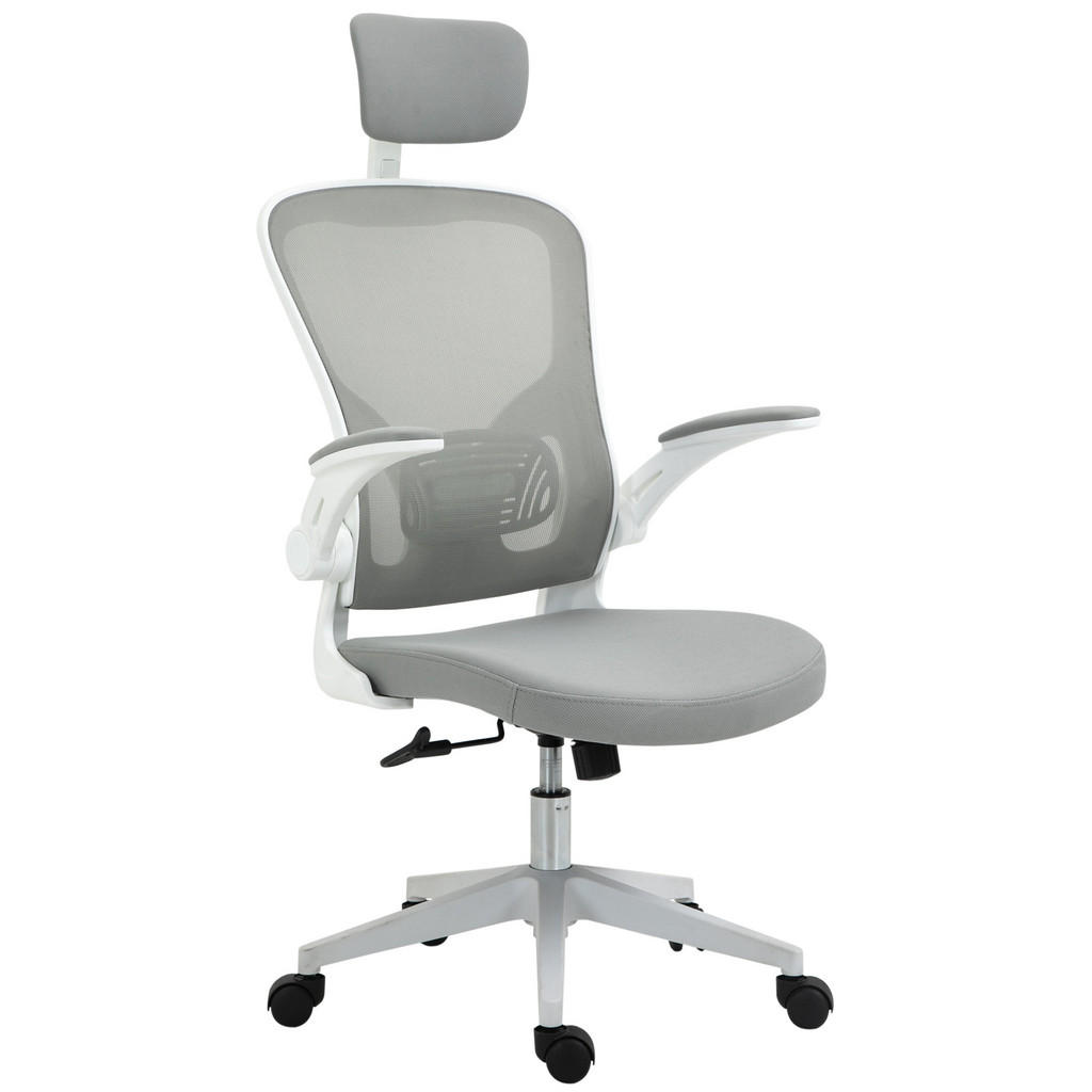 Vinsetto KANCELÁŘSKÁ ŽIDLE ergonomická kancelářská židle s houpací funkcí opěrka hlavy šedá