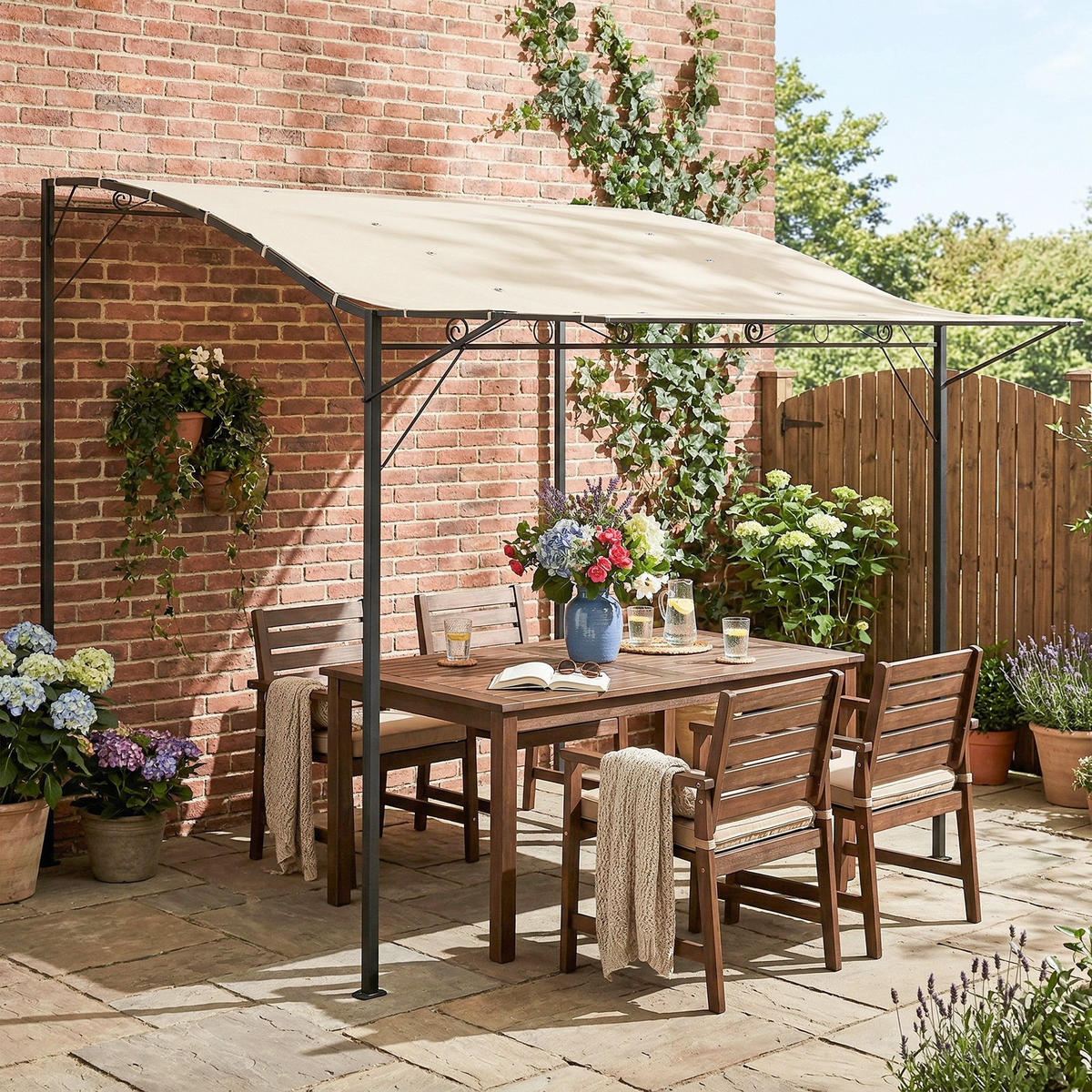 PAVILLON mit klappbarer Dacherweiterung, wetterfest, 3 x 2,5 m, moderner Outdoor-Pavillon in Cremeweiß - Creme, Metall (300/250/250cm)