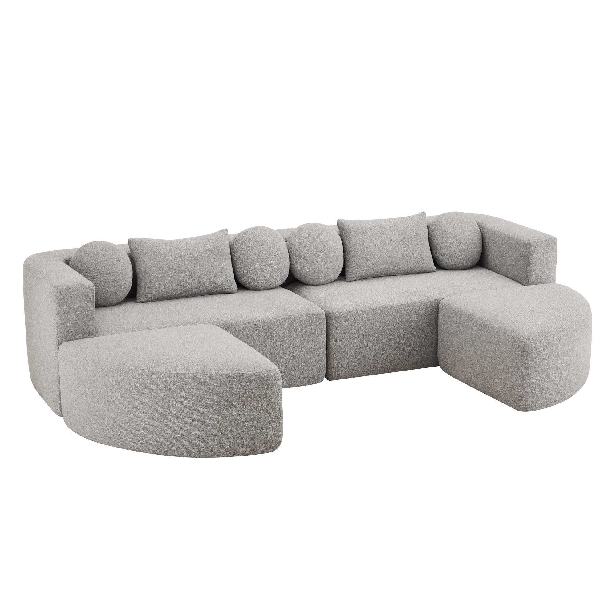 WOHNLANDSCHAFT Chenille Grau ohne Montage und mit Schlaffunktion - Grau, Textil (292/68/165cm) - WISHDOR