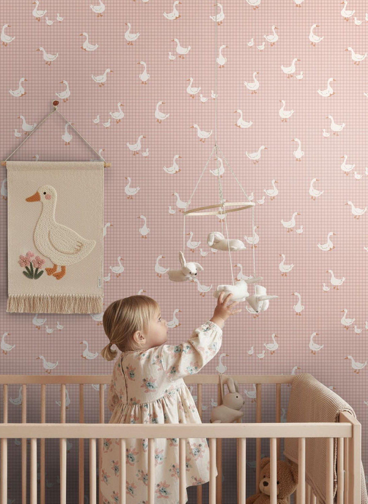 TAPETE Gänsen 50 x 900 cm - Pink, Papier (50/0.1cm) - ESTAhome