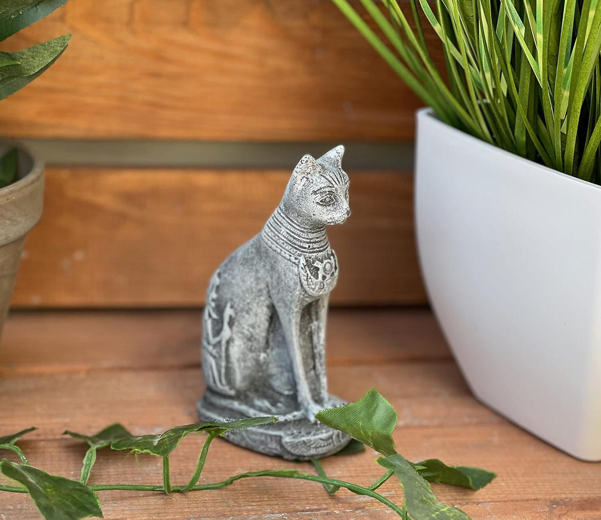 STEINFIGUR kleine Katze Bastet Göttin frostfest Steinguss - Grau, Stein (4/12/6cm) - stoneandstyle