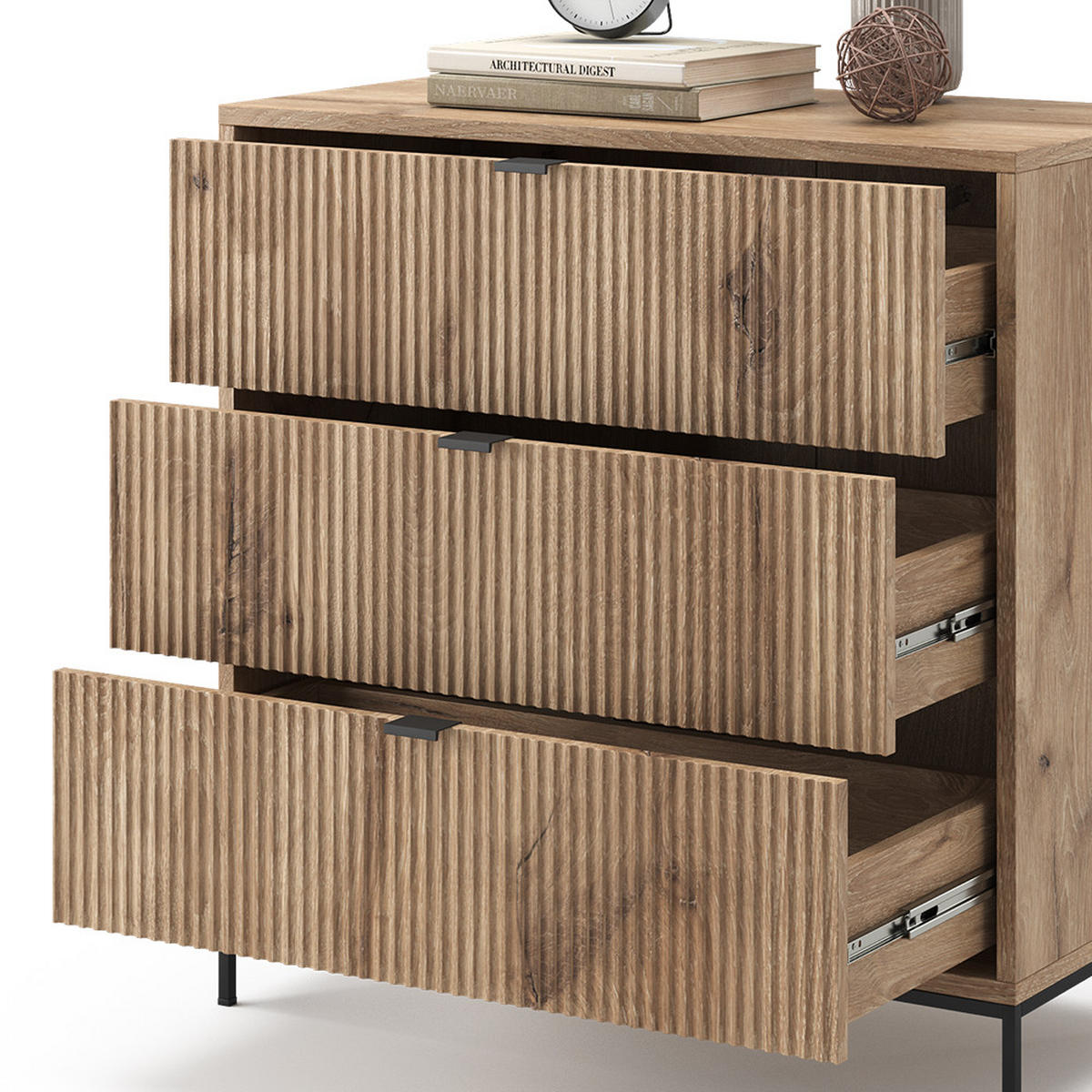 KOMMODE Eliza Viking Oak 80 x 81.2 cm mit 3 Schubladen - Eiche Wotan, Holzwerkstoff (42/81.2/80cm) - Vicco
