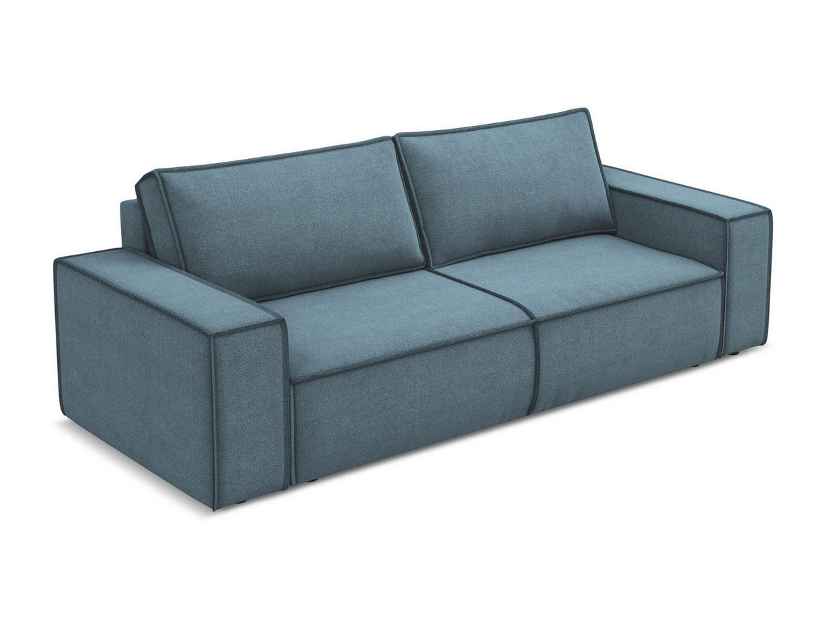 3-SITZER SOFA mit Schlaffunktion Strukturstoff Stoff Blau - Blau/Schwarz, Kunststoff/Textil (255/85/105cm) - Makamii