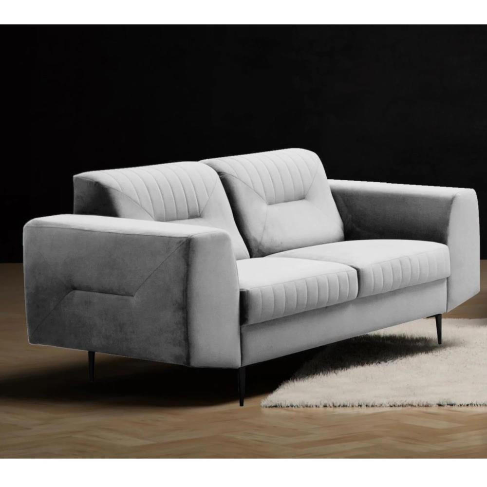 2-SITZER SOFA Venezia hellgrau mit schwarzen Beinen - Hellgrau/Schwarz, Textil (172/85/94cm) - Beautysofa