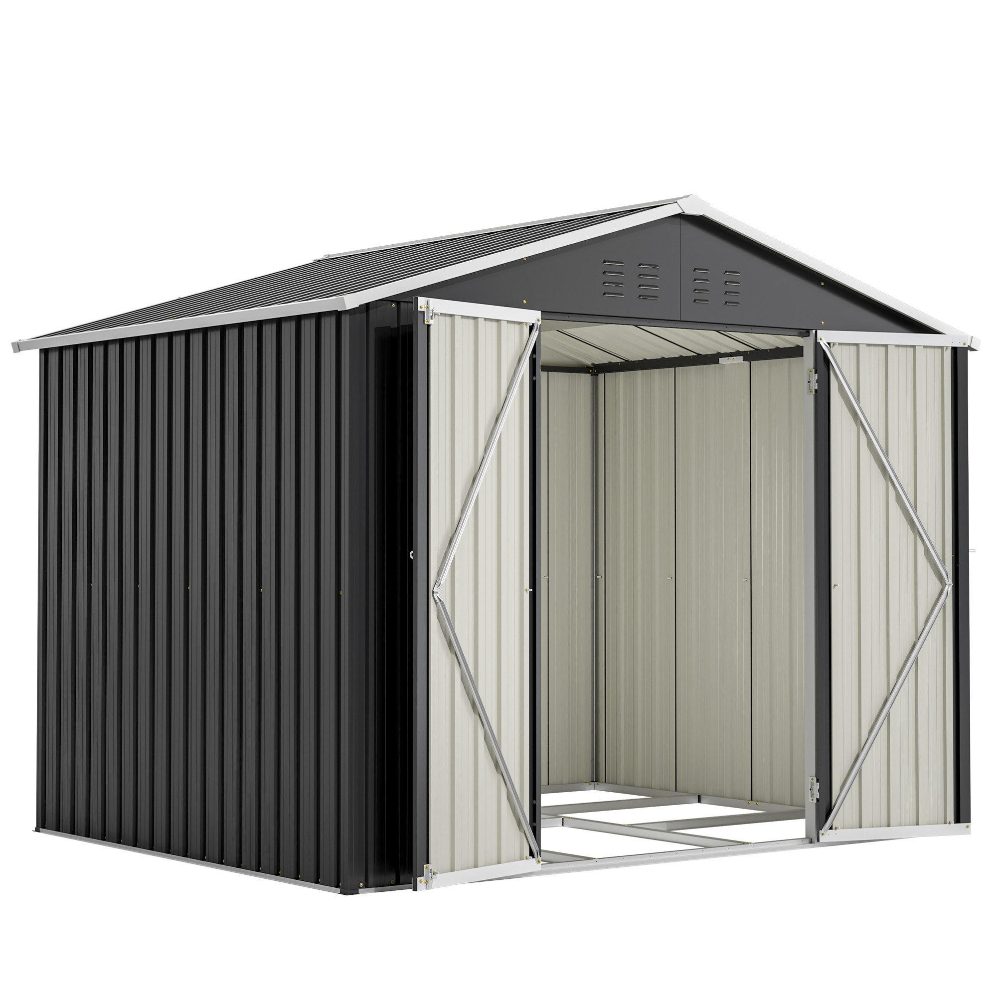 GERÄTEHAUS Metall-Geräteschuppen mit Belüftungslöchern - Grau, Metall (229.4/180cm)