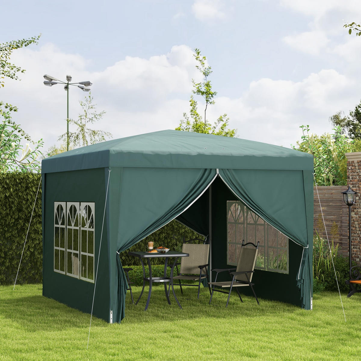PAVILLON DE-13953 3/3 m mit Fenstern Grün - Grün, Textil (295/258/295cm) - ComfortXL