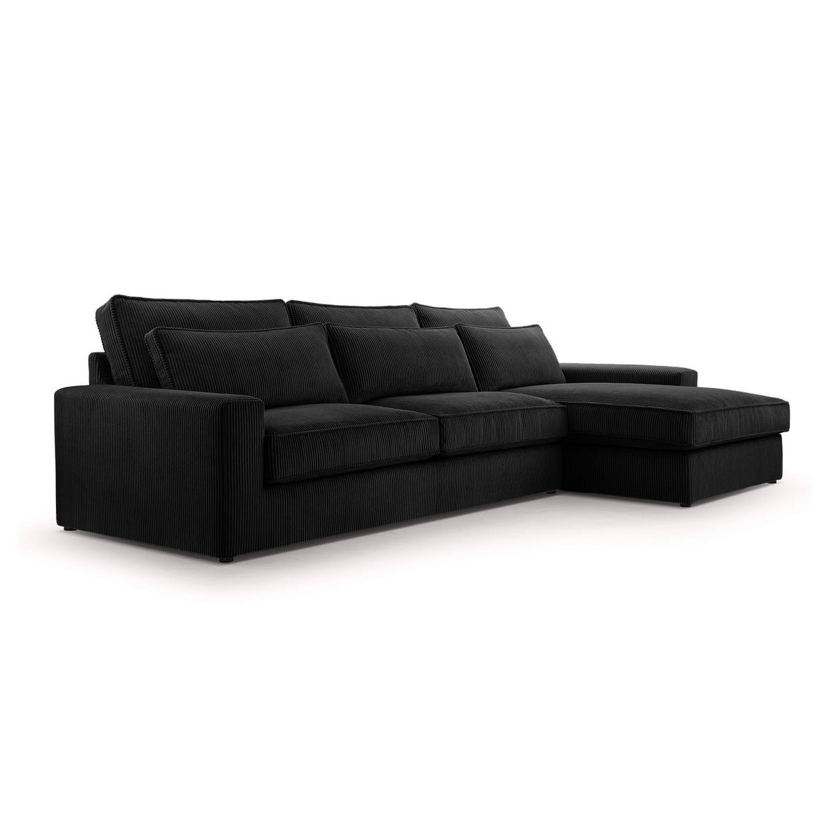 ECKSOFA 4 Sitzer Medan Mini, Schwarz - Schwarz, Textil (276/176cm) - Fedve