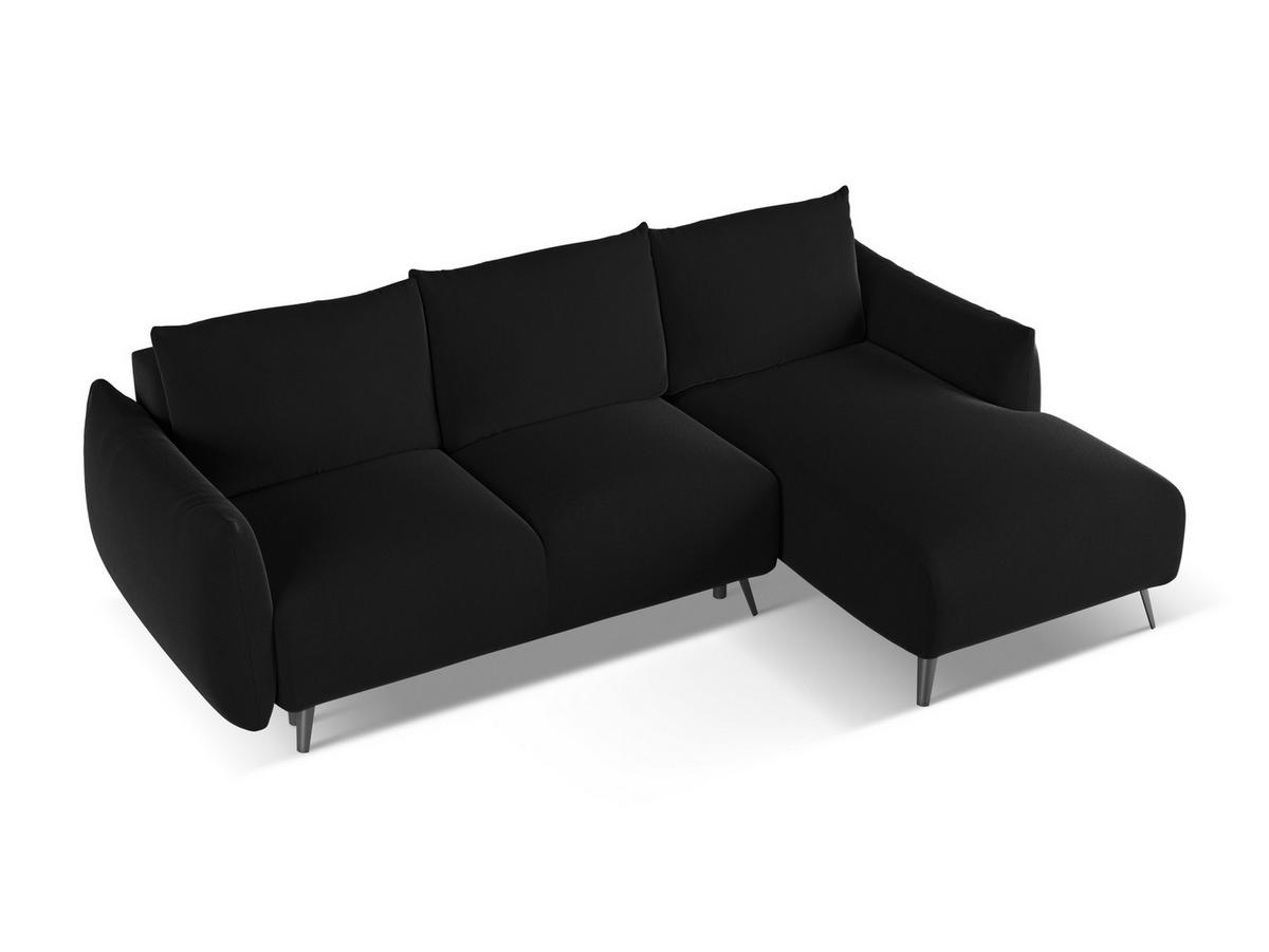 ECKSOFA mit Schlaffunktion Samt Stoff Schwarz - Schwarz, Textil/Metall (242/162cm) - Makamii