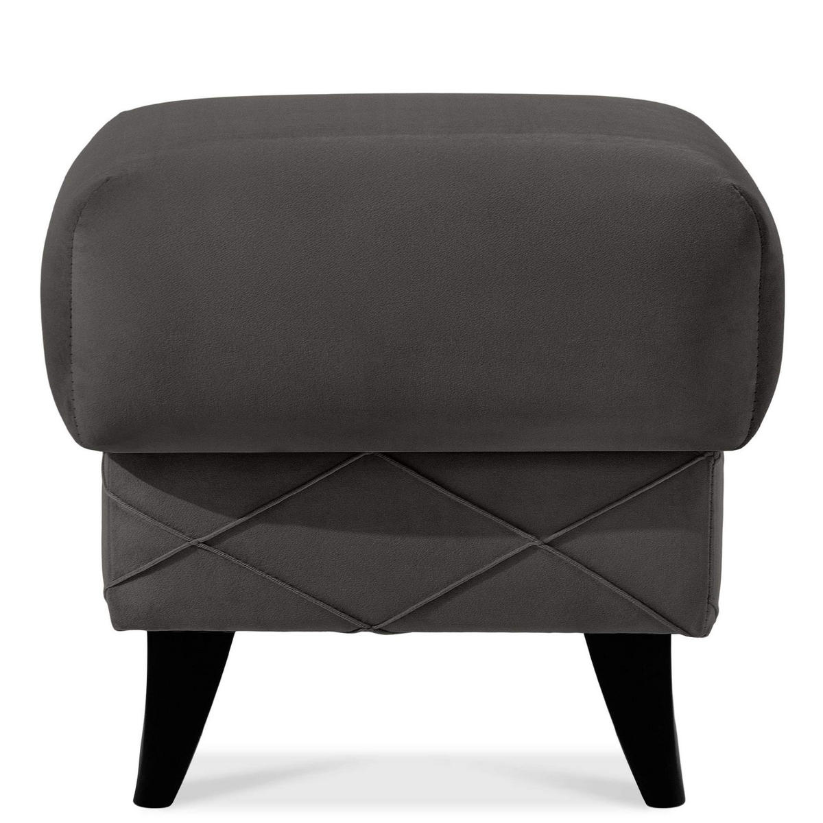 HOCKER GUSTAVO III Fußstütze, Velours, Anthrazit - Anthrazit, Holz/Holzwerkstoff (53/49/53cm) - KONSIMO®